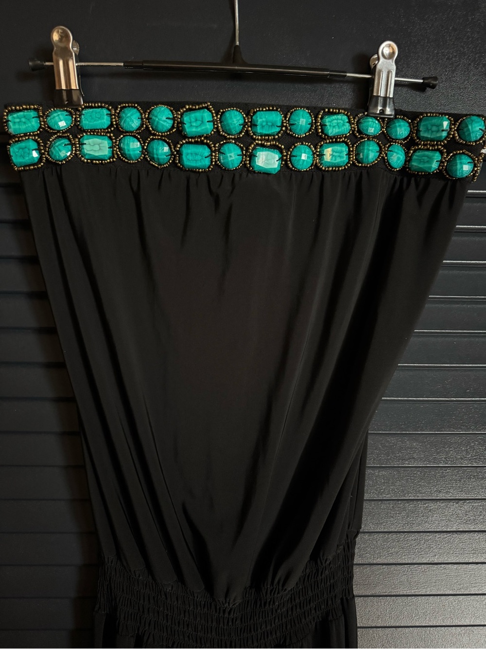 Cache Turquoise Embellished Strapless Jumpsuit S